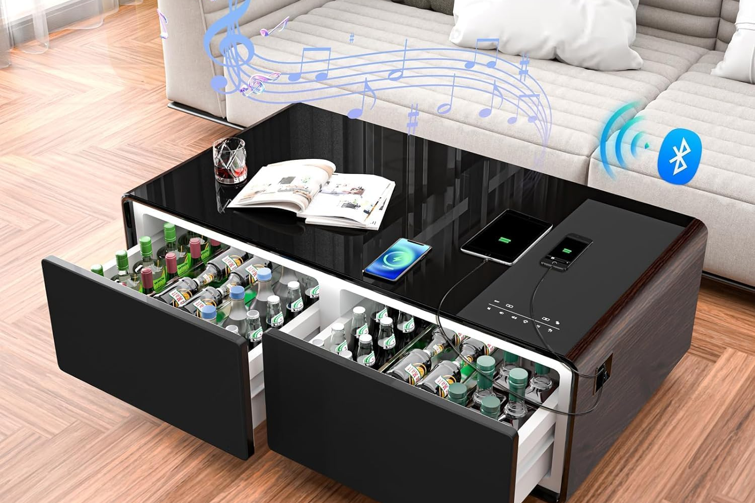 smart coffee table with builtin bluetooth